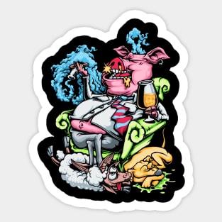 Pig King Illustration Sticker